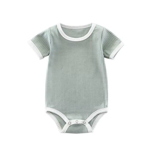 SoftNest – Ribbed Cotton Short Sleeve Romper for Newborns